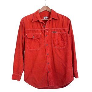 Vintage Women’s Calvin Klein Coral Corduroy Long Sleeve Shirt Size Medium